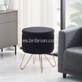 Gold Foot Stool de almacenamiento de terciopelo Otomano para el hogar